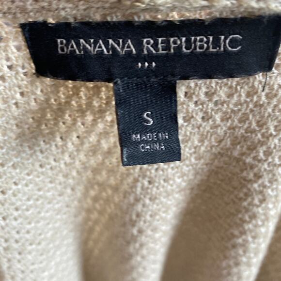 Banana Republic Long Open Sleeveless Small Biege Cardigan Sweater Cozy Classic - Picture 5 of 7